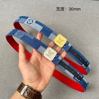 Thắt lưng da nam phối jeans cao cấp thương hiệu Louis Vuitton LV cao cấp