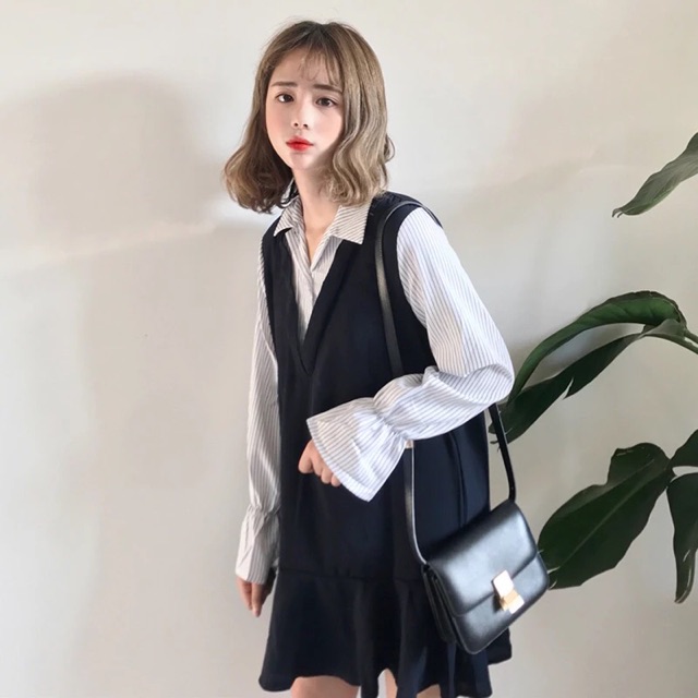 Đầm đuôi cá liền áo sơ mi thanh lịch ulzzang 🎀🎀 | BigBuy360 - bigbuy360.vn