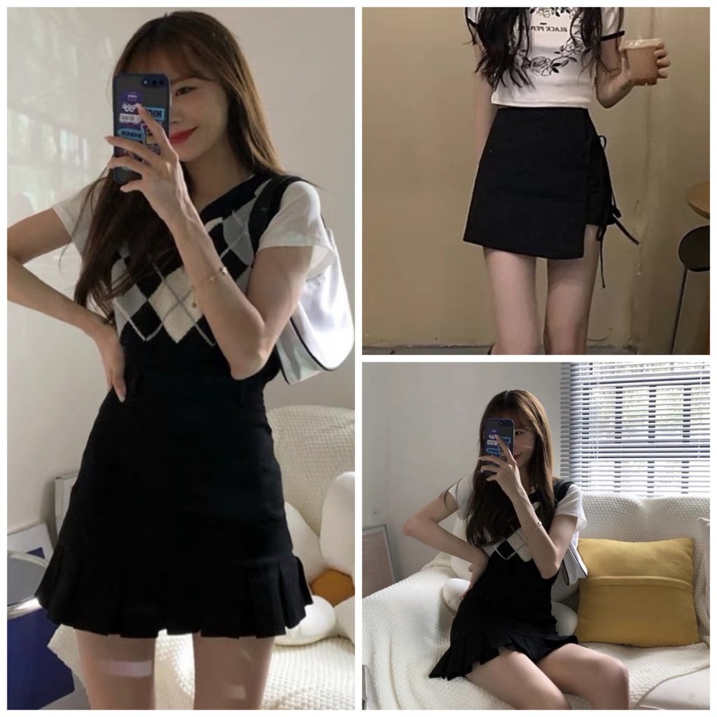 [ẢNH THẬT] Chân váy xếp li ôm eo có quần trong