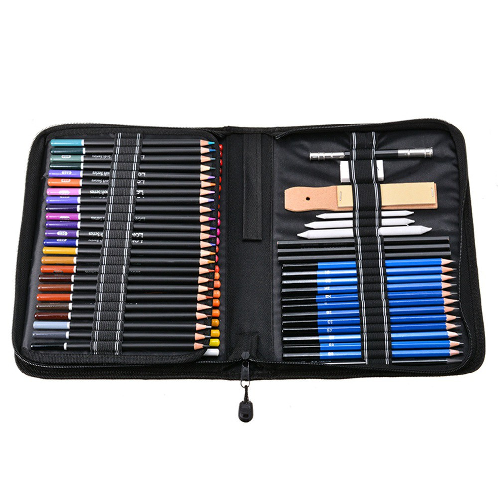 MIQUEL for Beginners & Professional Painting Pencil Student Drawing Tool KIts Sketching Graphite Pencils School Wooden Handle Scraper Sponge with Portable Case 96pcs Art Supplies