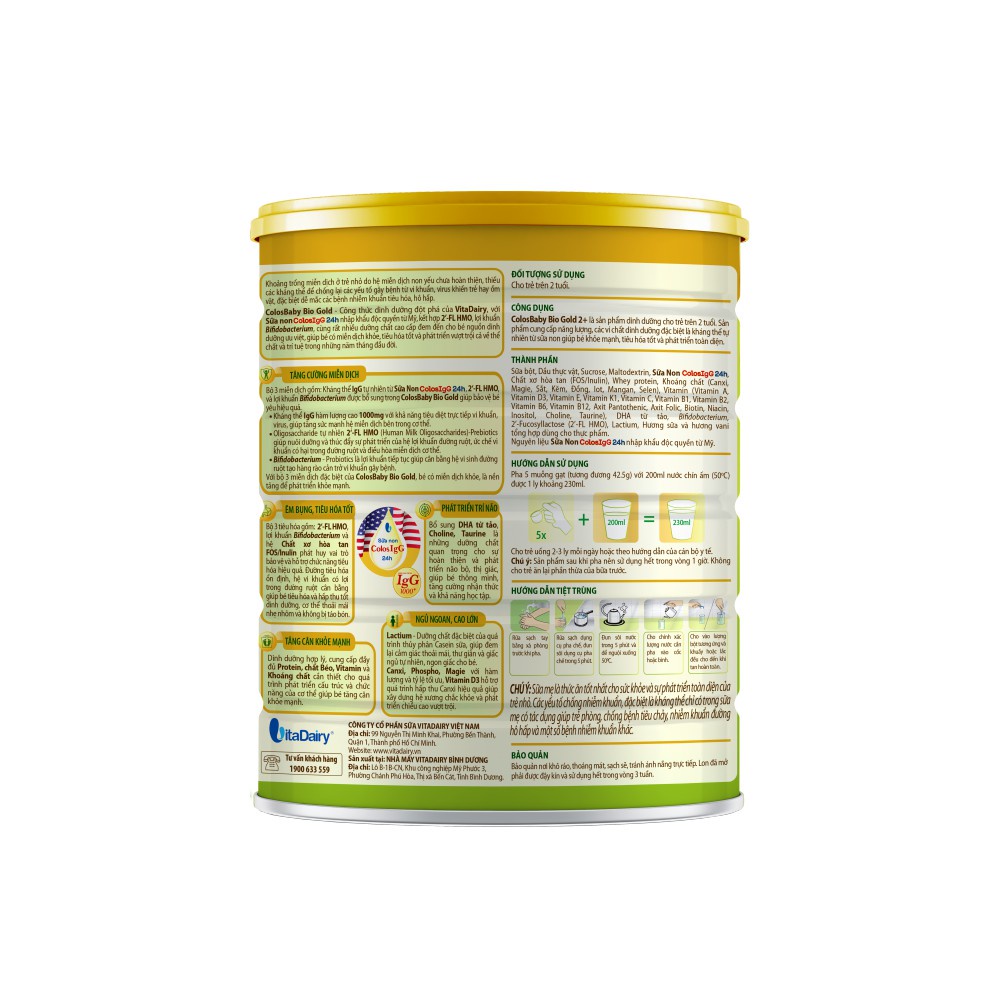 [HSD T1-2025] [Quét Mã QR - TL Đổi Quà] Sữa Bột Colosbaby Bio Gold 2+ 800gram/lon