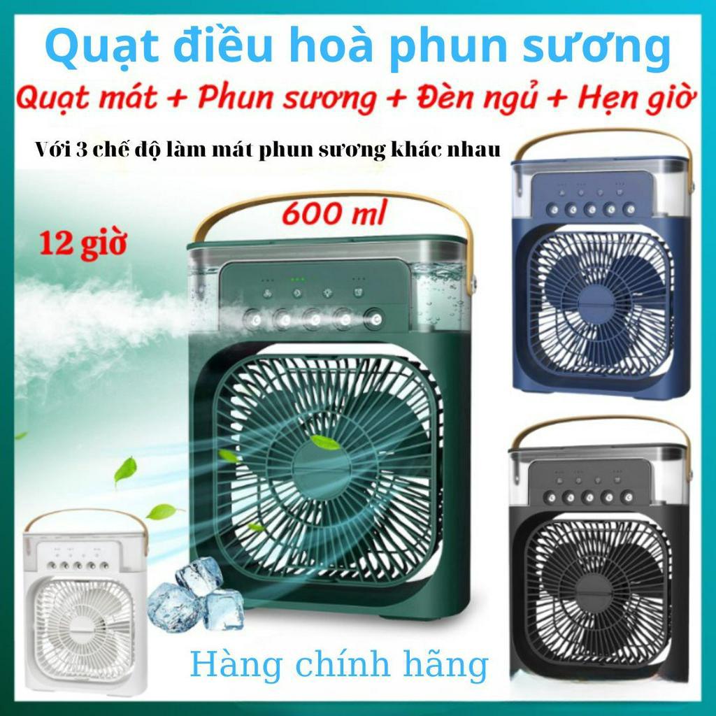 Quạt điều hòa phun sương hơi nước mini để bàn 3 chế độ tích hợp Led, chế độ hẹn giờ sử dụng cổng sạc USB tiện dụng QC2