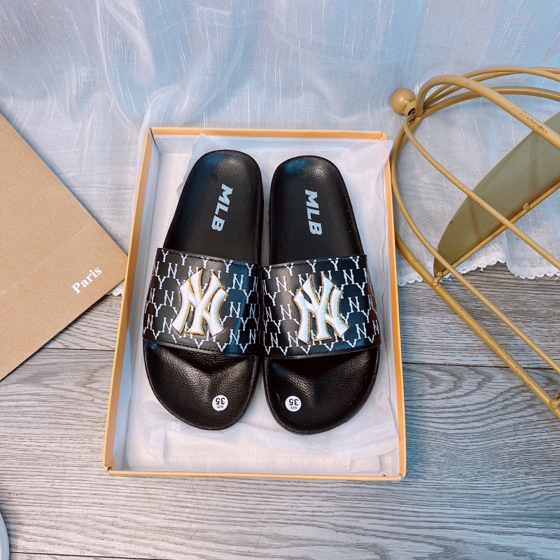 Dép unisex ❤️FREESHIP❤️ dép M.L.B ny bóng chày  ngang thể thao nữ Thêu NY-NY nỗi nhiều màu xịn gv