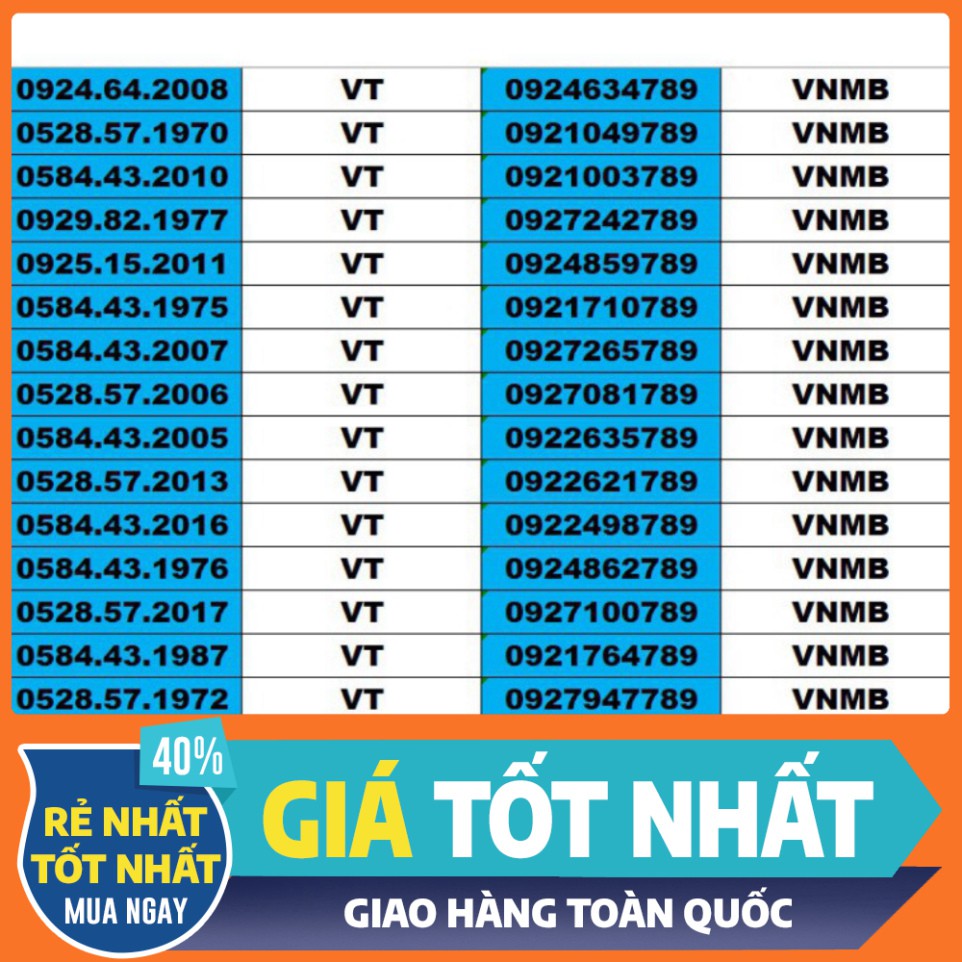 GIÁ TỐT NHẤT $ SIM SỐ ĐẸP 5 MẠNG ĐỒNG GIÁ 1500K – TỨ QUÍ , TAM HOA , THẦN TÀI , LỘC PHÁT, PHONG THỦY , NĂM SINH - LOẠI 3