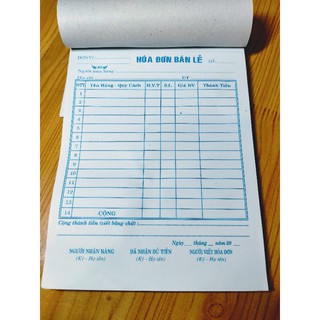Hoá Đơn Bán Lẻ Cuốn 100 Tờ