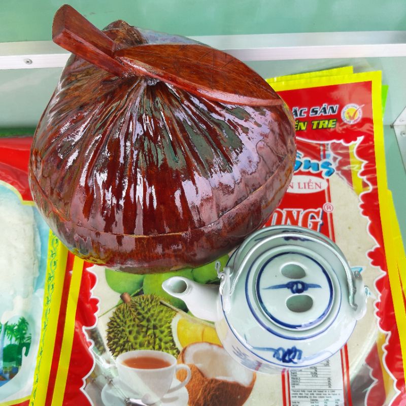 Vỏ trái dừa giữ ấm bình trà