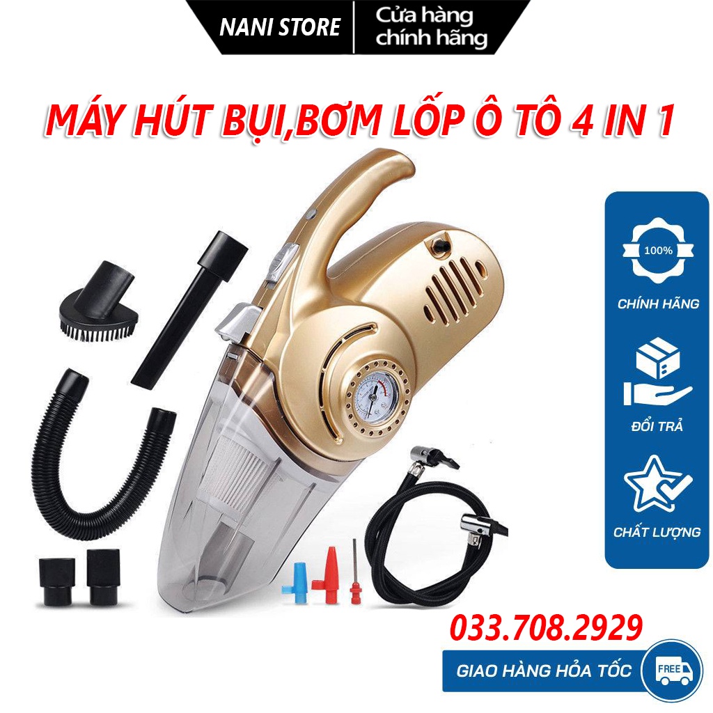 [Top sale] - Bơm lốp ô tô kiêm hút bụi 4in1 đa chức năng - Bảo hành 6 tháng