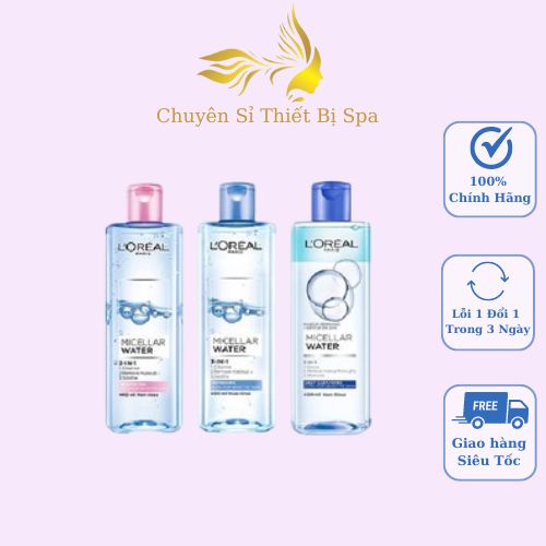 Nước tẩy trang L'oreal Micellar Loreal 400ml Xanh Đậm Sạch sâu - Xanh Nhạt - Hồng Dưỡng Ẩm