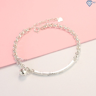 Lắc tay nữ bạc đẹp gắn chuông khắc tên theo yêu cầu LTN0172