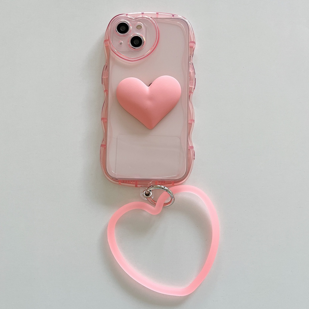 Ốp Điện Thoại Họa Tiết Trái Tim 3D Thời Trang Chống Sốc Có Nhẫn Đỡ Cho Iphone
