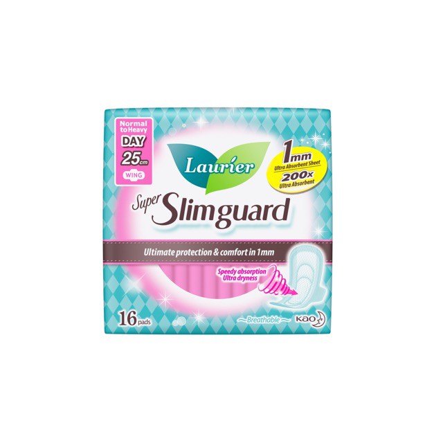BĂNG VỆ SINH LAURIER SUPER SLIMGUARD 25CM CÓ CÁNH GÓI 8 MIẾNG - 16 MIẾNG