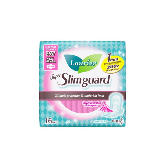 BĂNG VỆ SINH LAURIER SUPER SLIMGUARD DAY 25CM CÓ CÁNH GÓI 8 MIẾNG - 16 MIẾNG