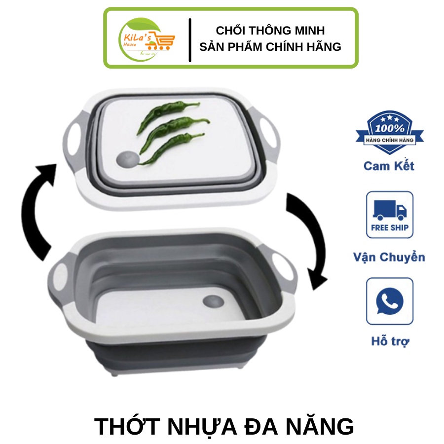 Thớt Nhựa Đa Năng 3 In 1 Kiêm Chậu Rửa, Rổ Đa Năng, Thớt Siêu Tiện Dụng + TẶNG KHĂN LAU TAY