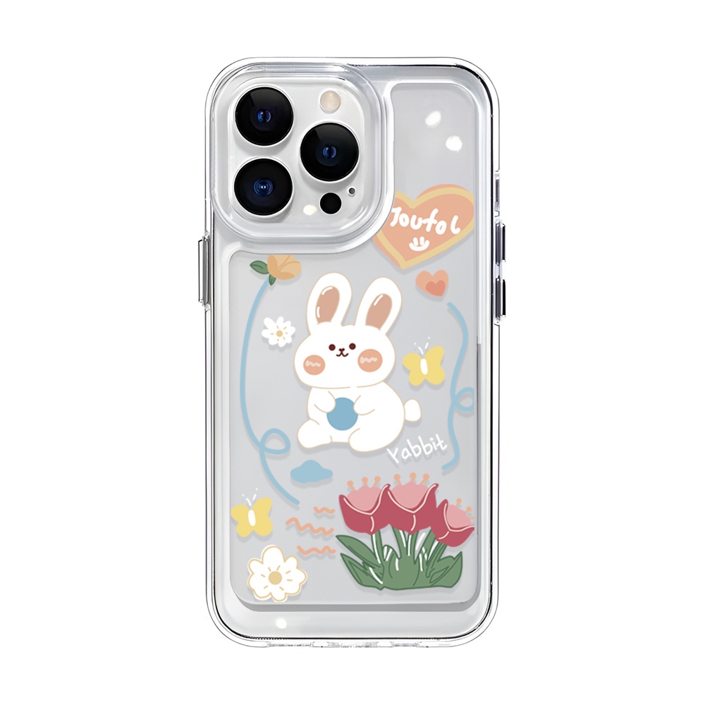 Ốp Điện Thoại Trong Suốt Họa Tiết Hoa Tulip Và Thỏ Cho iphone 14 Pro Max 14 Plus 13 11 12 7Plus X XR XS Max