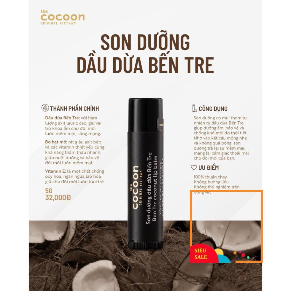 Son Dưỡng Dầu Dừa Bến Tre Cocoon Ben Tre Coconut Lip Balm 5g