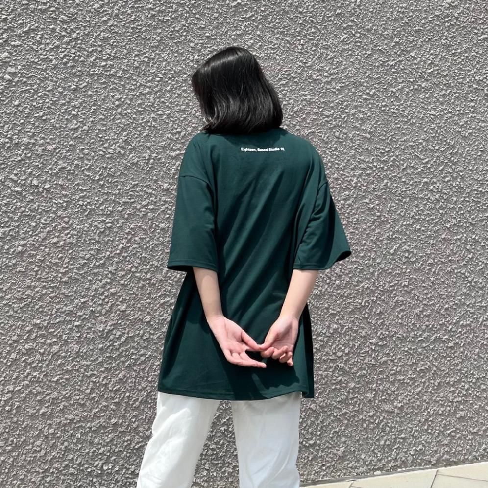 Áo Thun Tay Lỡ Xanh Lá EIGHTEEN Nam Nữ Phong Cách Ulzzang Unisex Cocastore