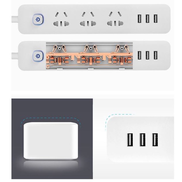 Ổ cắm điện đa năng 220V 10A, 3 cổng USB chịu tải