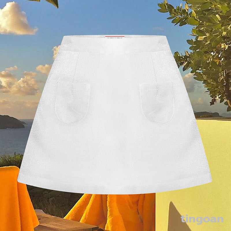 Chân váy cạp cao chất liệu tafta giấy form chữ A trắng tingoan BADDIE SKIRT/WH (có quần trong) | BigBuy360 - bigbuy360.vn