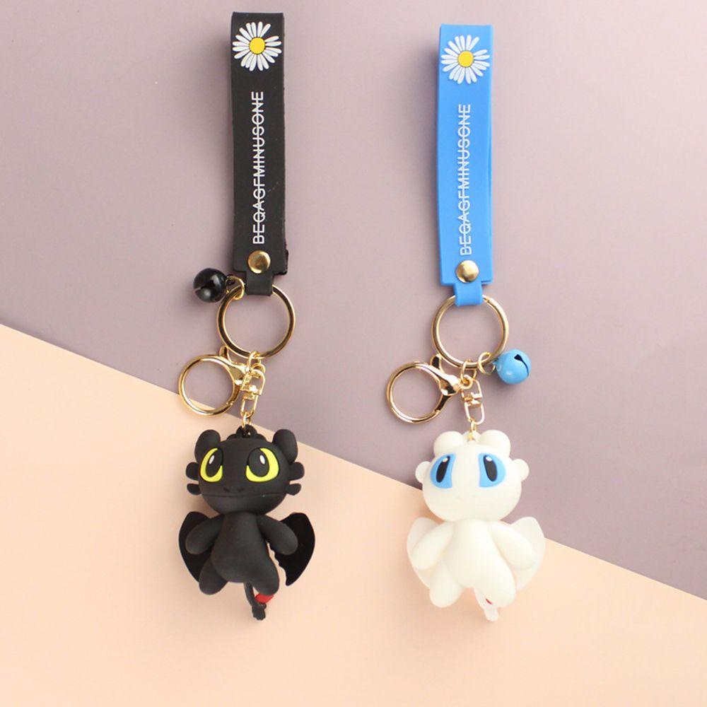 SEPTEMBER Anime Doll Anime How to Train Your Dragon Cartoon Character Couple Keyring Toothless Keychains Key Chain toys For Children Children Toys Bag Pendant Car Key Chain Action Figures Dragon 3 Light Fury/Multicolor