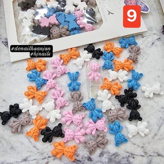 Charm nơ nail cao cấp, Charm nơ gắn móng, Charm gấu gắn móng