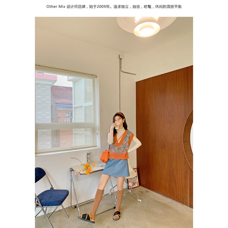 Áo gile Len Nữ Kiểu Hàn Quốc ulzzang Dệt Kim Cổ V Họa Tiết Hoa Phong Cách  K5M3 | BigBuy360 - bigbuy360.vn