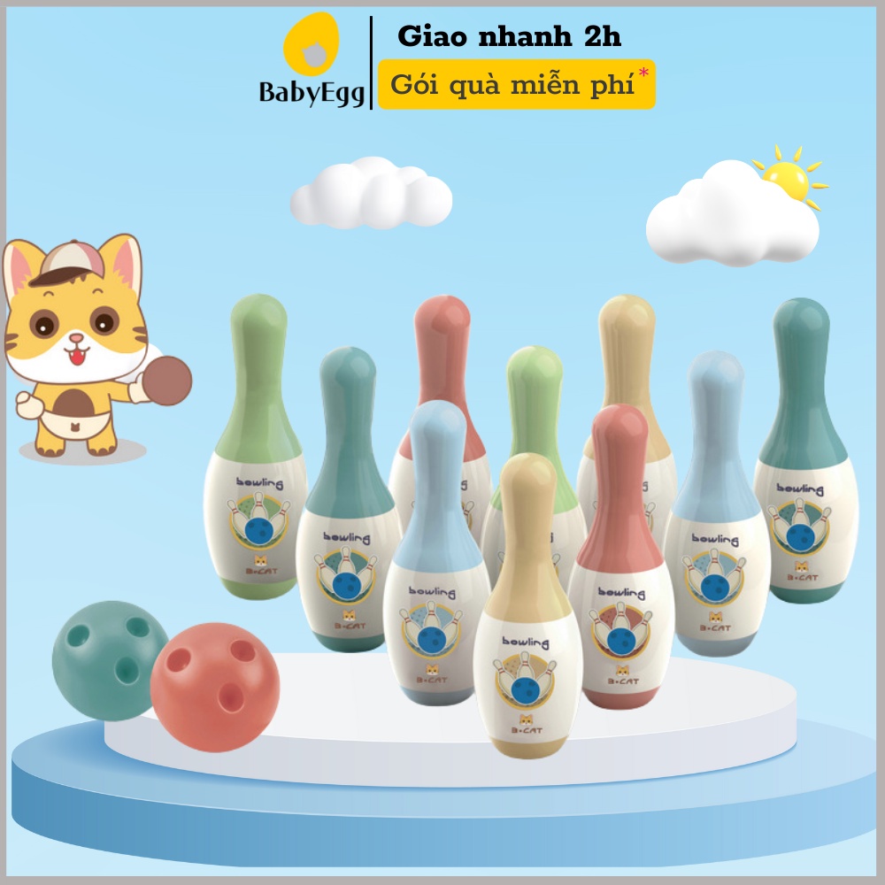 Bộ ném bóng bowling cho bé đồ chơi trẻ em bé trai bé gái thể thao vận động 3 4 5 6 tuổi bô linh