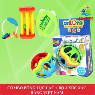 Combo Đồ Chơi Lục Lạc Antona-Bộ Xúc Xắc Túi 3 Và Quả Bóng Chicken Ball