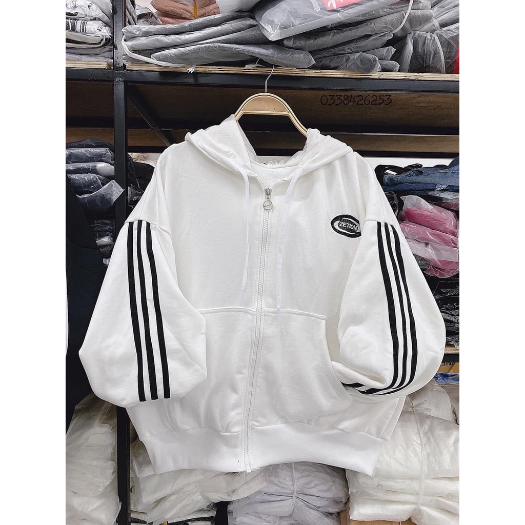 Xả. Áo hoodie nỉ 3 sọc zation unisex - Áo khoác thể thao kiểu dáng bomber năng động Ulzzang nam nữ HOT ¹ ' :