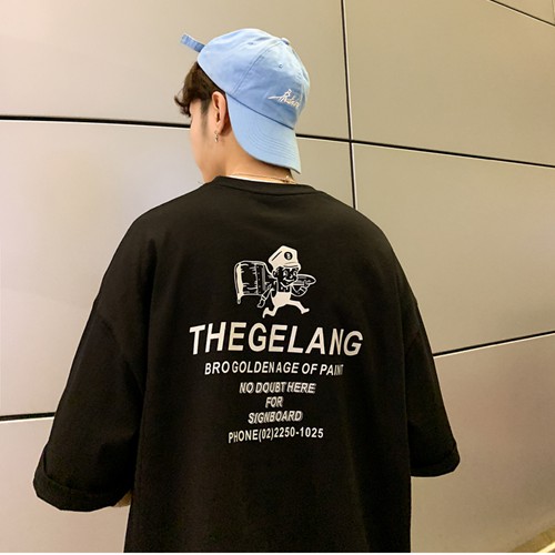 Áo thun unisex nam nữ form rộng tay lỡ phông THEGELANG teen cổ tròn oversize cotton giá rẻ màu đen trắng tee pull
