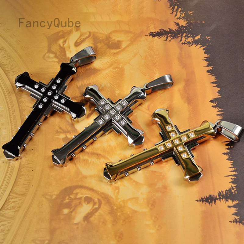 Dây chuyền inox mặt thánh giá đính đá zircon thời trang