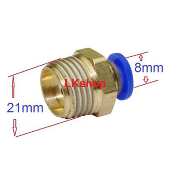 Nối thẳng ren ngoài 21mm nối dây 10mm/8mm/6mm