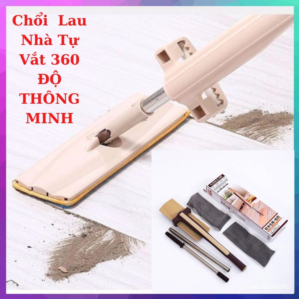 cây lau nhà tự vắt thông minh Xoay 360 Độ tặng Bông Lau