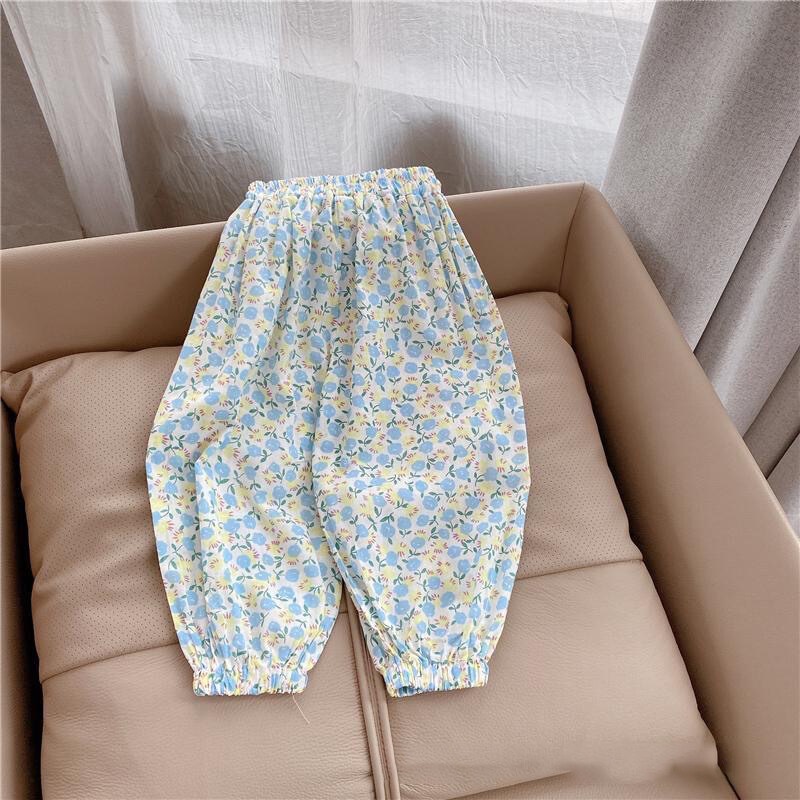 Quần dài ống rộng IQ ANGEL chống muỗi chống nắng họa tiết hoa nhỏ dễ thương cho bé gái