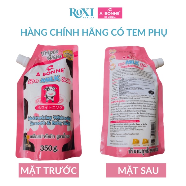 Muối bò tẩy da chết ROXI Beauty muối tắm trắng tẩy tế bào chết A Bonne Spa Milk Salt 350g chính hãng 100%