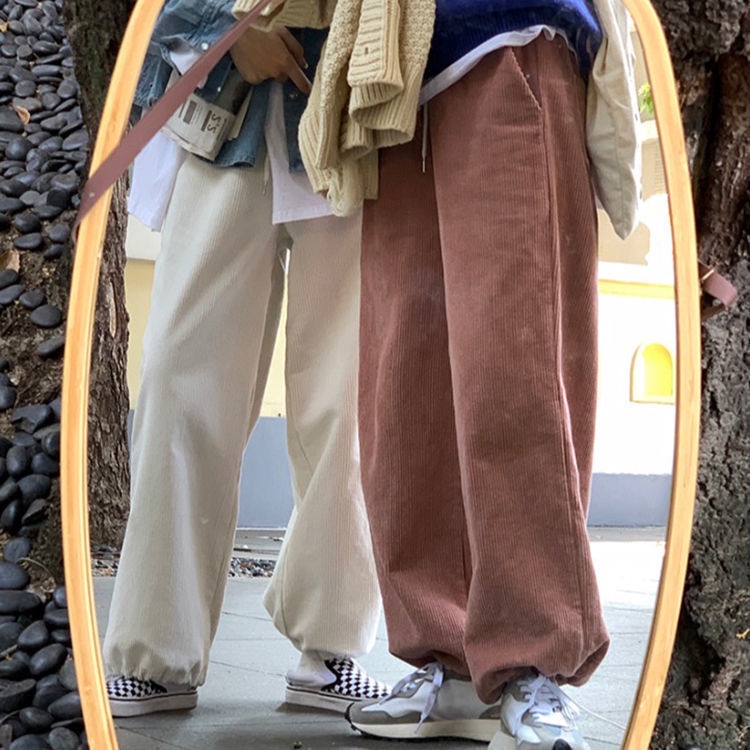 Quần nhung ống rộng phong cách thời trang Hàn Quốc cho nữ