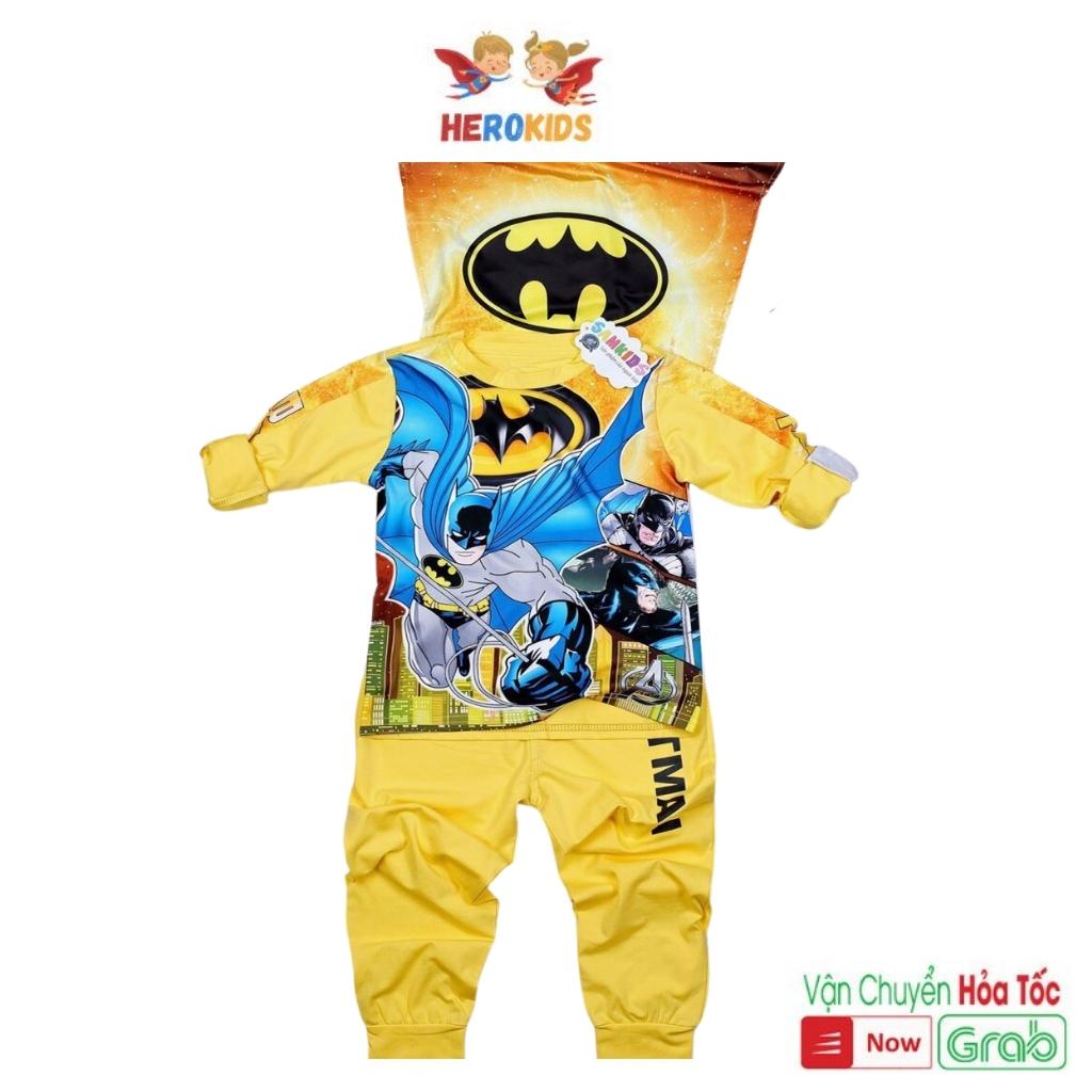 Bộ Người Dơi Bat Man Dài Tay in 3D Siêu Nét, Co Giãn 4 Chiều (Tặng Áo choàng và mặt nạ)