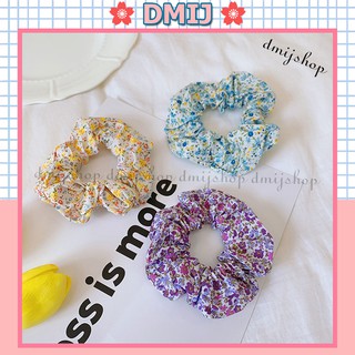 Cột tóc vải scrunchies nhiều mẫu dây buộc tóc scrunchies họa tiết hoa nhỏ