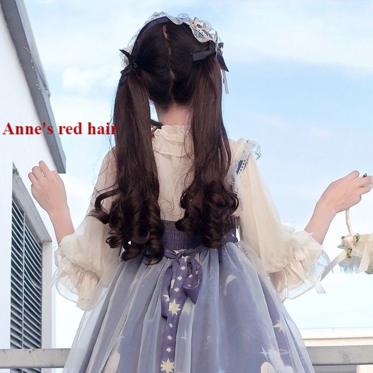 Bộ tóc giả dài xoăn đuôi ngựa phong cách lolita Nhật Bản dễ thương cho nữ