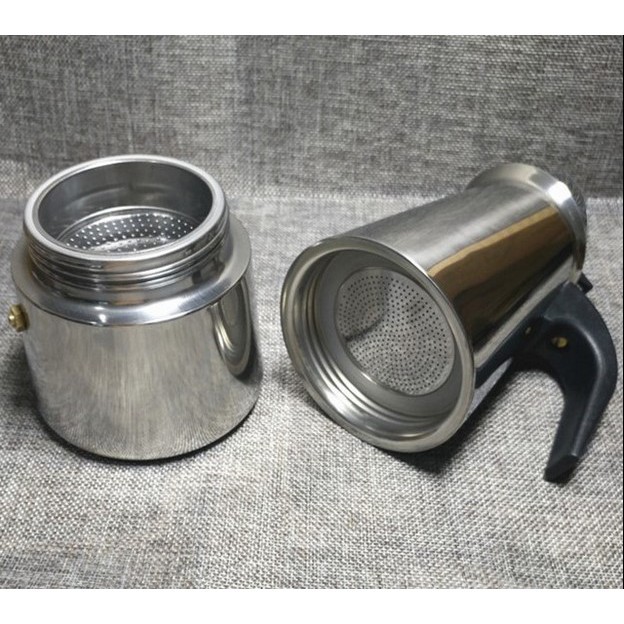 BÌNH PHA CAFE 200ml INOX Ấm pha cà phê 200ml moka pot express 4 tách - Ấm pha cà phê 200ml inox S.T