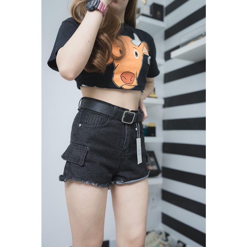 Quần Short Jean Kiểu 2 Nút, Quần Sooc Nữ Phong Cách 2 Màu