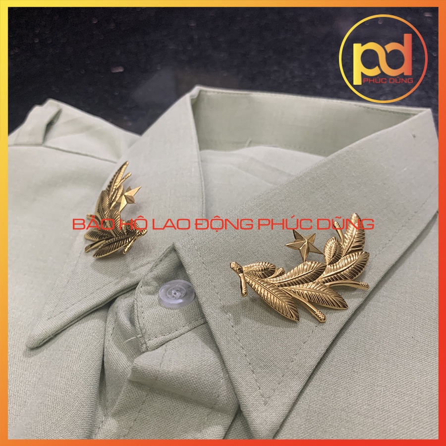 Cành tùng bông lúa đồng phục bảo vệ bằng đồng chuyên nghiệp sang trọn�g giá rẻ gắn cổ áo bảo vệ