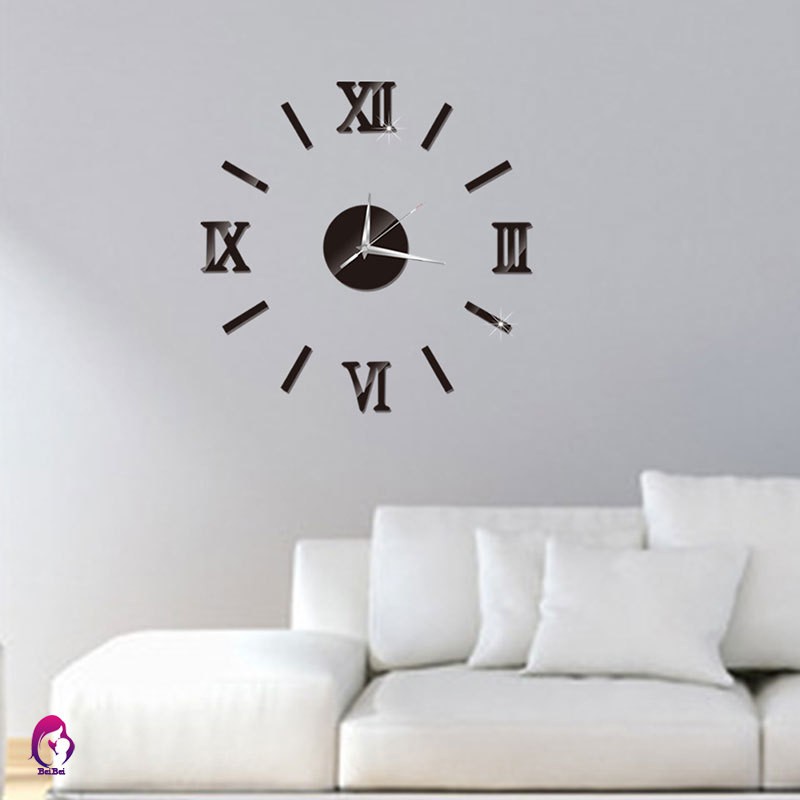 ♦♦ Large DIY Wall Clock Acrylic Mirror Stickers Roman Number Clocks for Living Room Home Office Deco