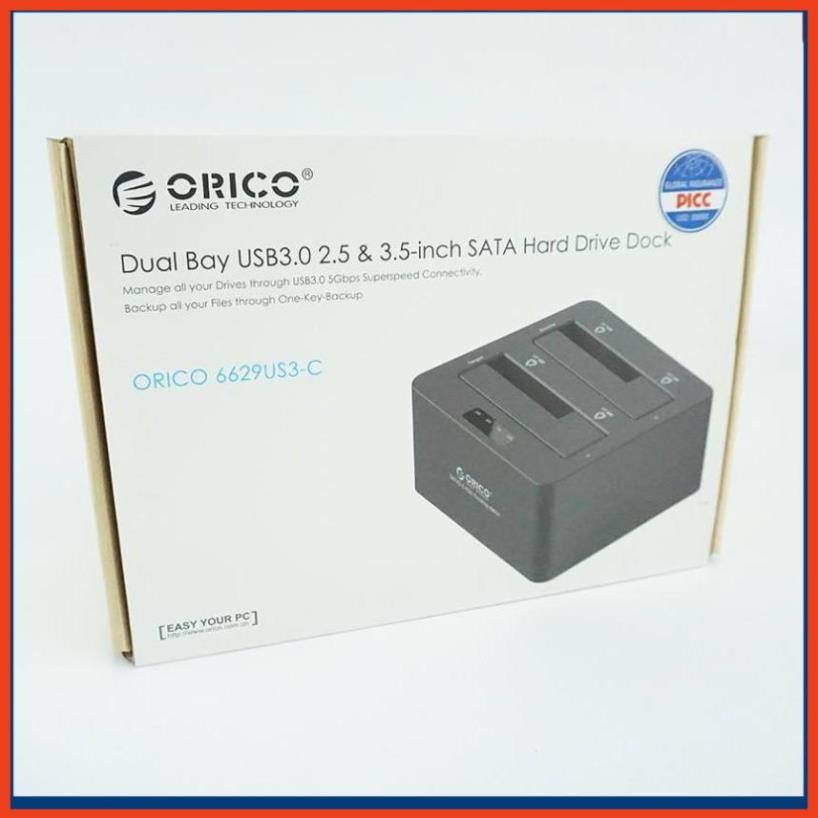 Dock ổ cứng,Đầu chép ổ cứng đôi Orico 6629US3-C  - Bảo hành uy tín 1 đổi 1