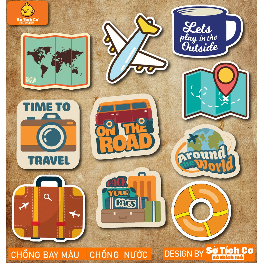 Travel 1 dán điện thoại, laptop, mũ bảo hiểm, guitar, vali MSP: T03