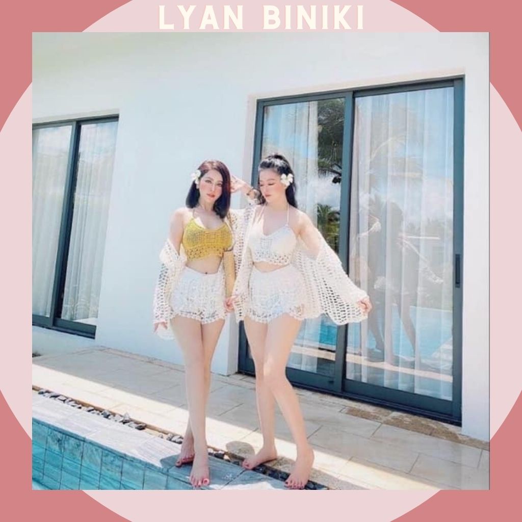 Bikini len móc, bikini 2 mảnh kèm áo choàng LYAN BIKINI B206