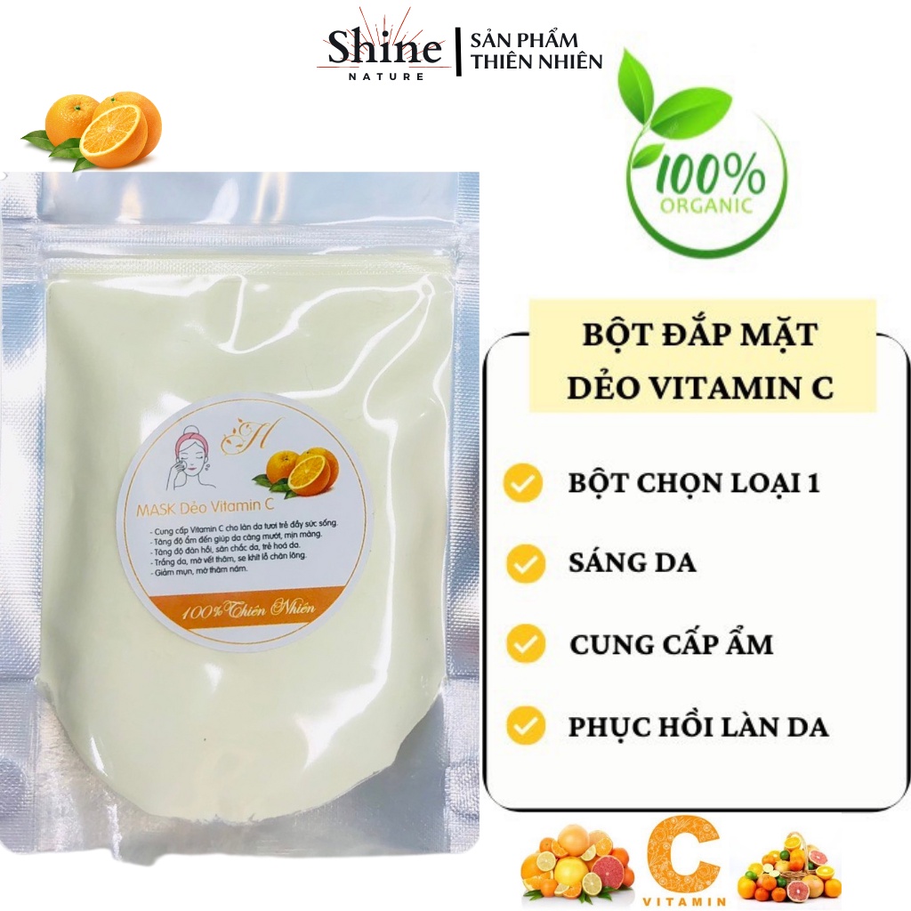 Bột đắp mặt nạ dẻo vitamin c chiết xuất từ thiên nhiên Túi 100 Gram) bột đắp mặt làm đẹp an toàn hiệu quả