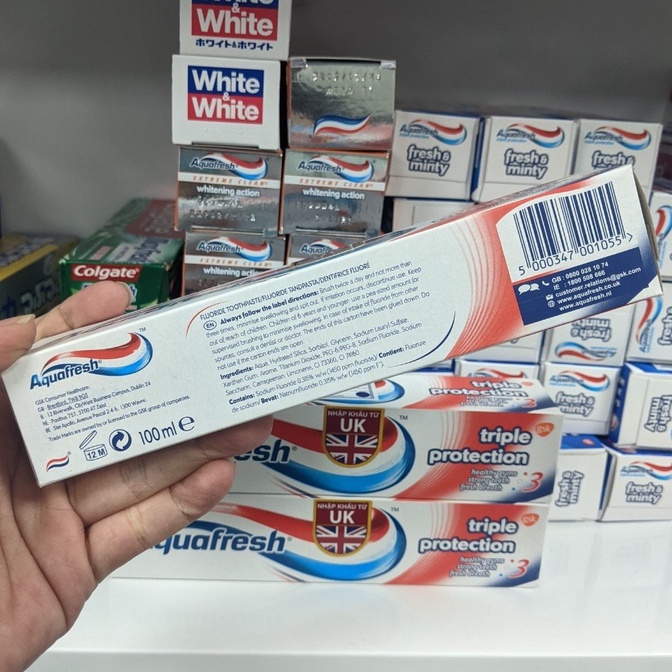 Kem đánh răng 3 tác động AQUAFRESH Triple Protection 100ml (Đỏ)