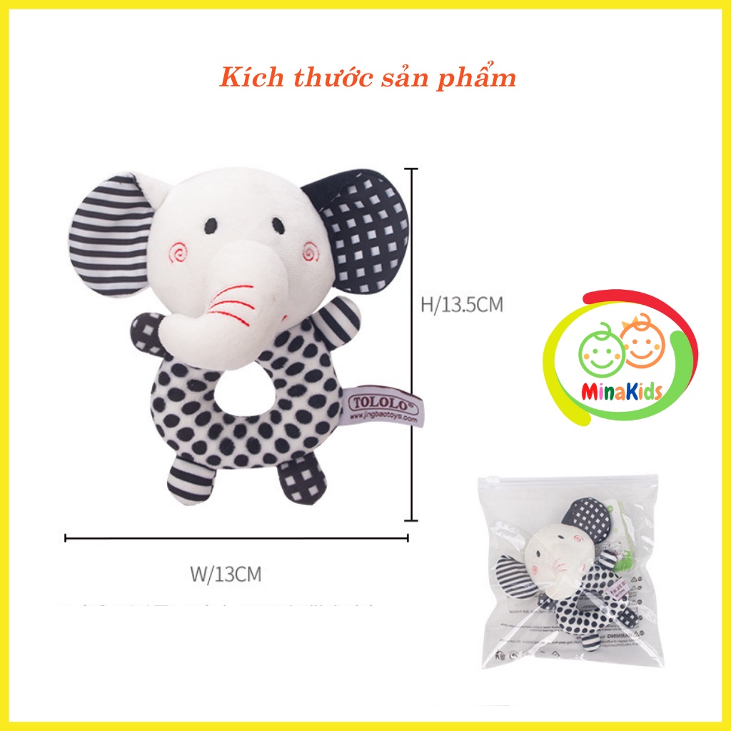 Đồ Chơi Lục Lạc Thú Bông Chút Chít Cho Bé Cầm Nắm Màu Sắc Đen Trắng Kích Thích Thị Giác TOLOLO TCT19