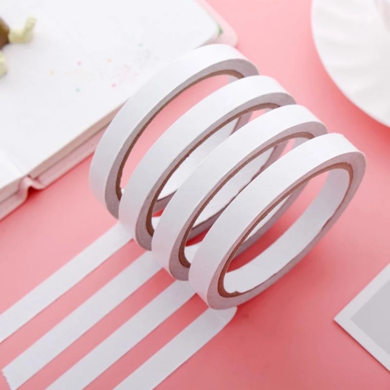1 Cuộn Băng Keo Hai Mặt Màu Trắng Rộng 6mm Độ Dính Cao