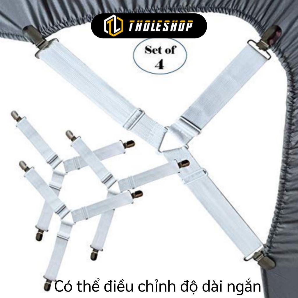 Cố Định Ga Giường - Combo 4 Miếng Kẹp Khăn Trải Giường, Trải Bàn Chống Xê Dịch 5162